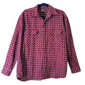 WFS Element Gear Men’s L red windowpane plaid cotton shirt jacket Shacket two bu